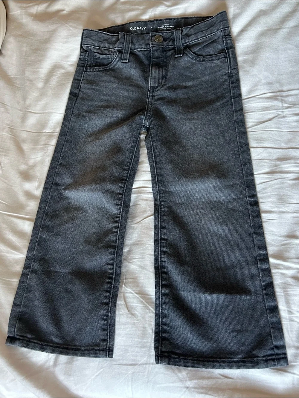 Old Navy high-rise baggy wide leg kids denim jeans gray size 5